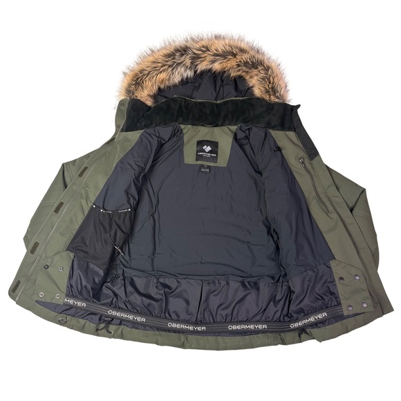 Obermeyer Womens Insulated Hooded Ski Jacket Olive Green 4 Thermore Insulated - Picture 4 of 14